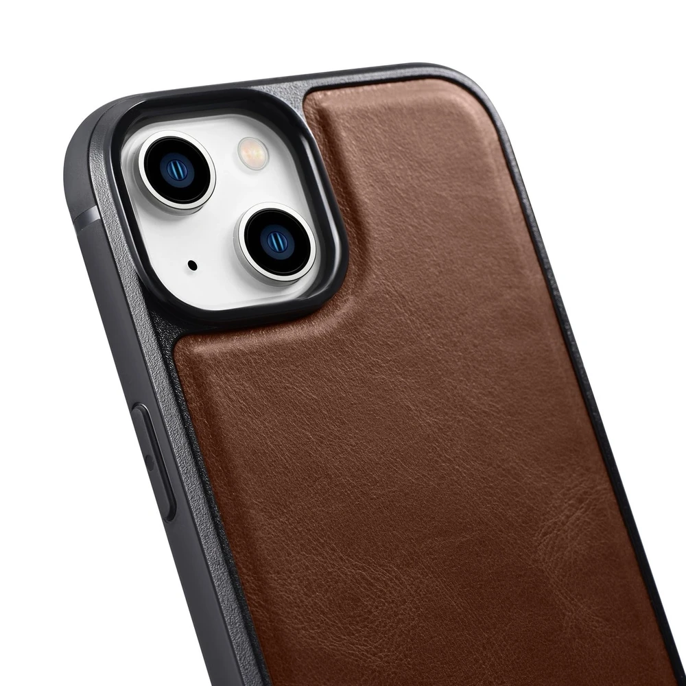iCarer Leather Oil Wax Genuine Leather Apple iPhone 14 Plus (MagSafe Compatible) dėklas telefonui rudos spalvos (WMI14220719-BN)