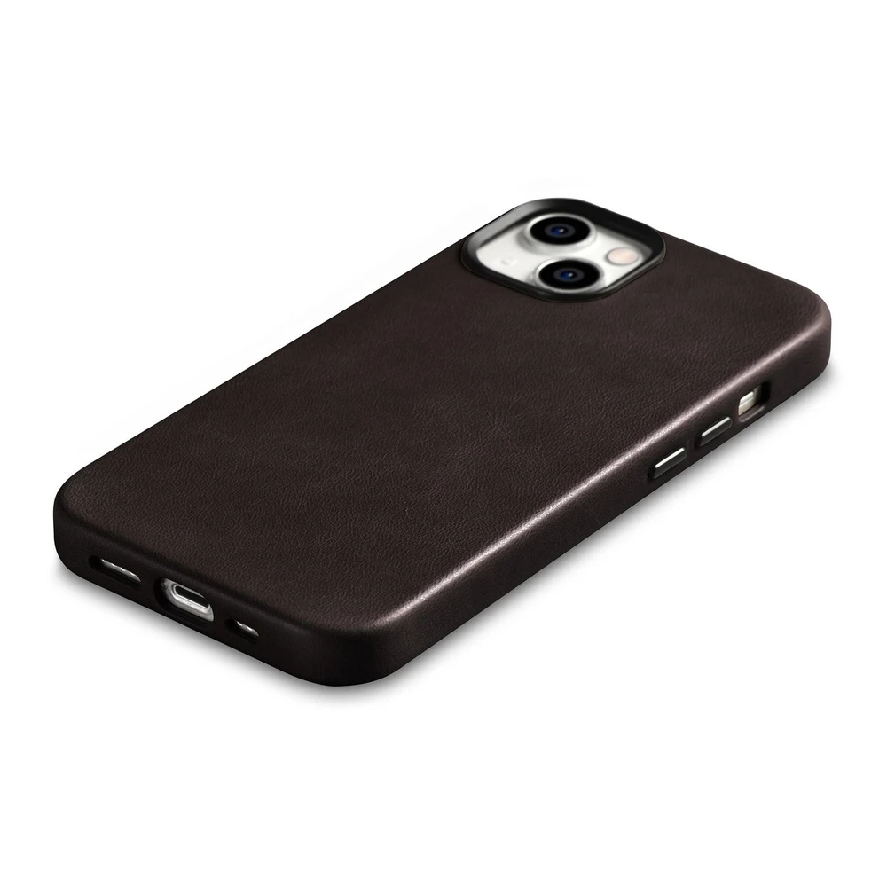 iCarer Oil Wax Premium Leather Apple iPhone 14 Plus Magnetic Leather with MagSafe dėklas telefonui rudos spalvos (WMI14220703-BN)