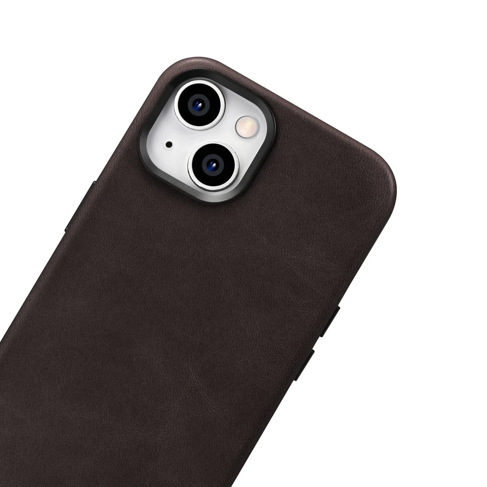 iCarer Oil Wax Premium Leather Apple iPhone 14 Plus Magnetic Leather with MagSafe dėklas telefonui rudos spalvos (WMI14220703-BN)