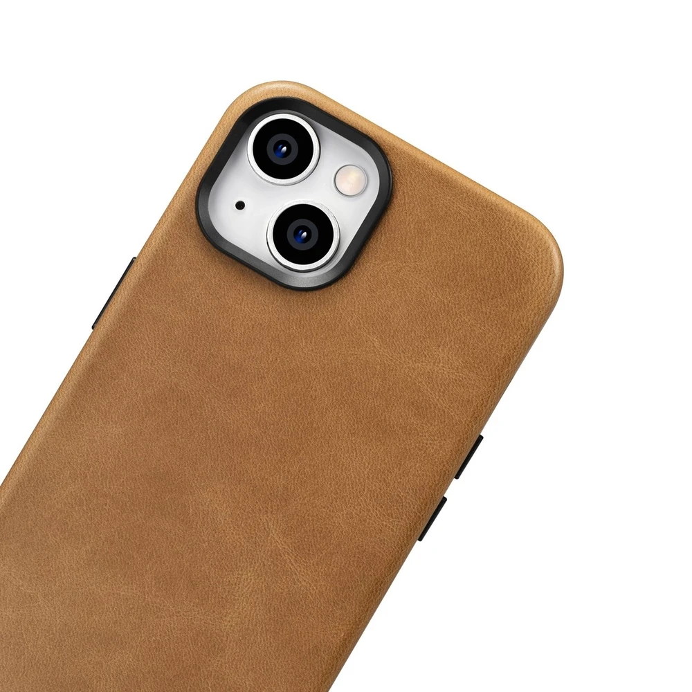iCarer Oil Wax Premium Leather Apple iPhone 14 Plus Magnetic Leather with MagSafe dėklas telefonui rudos spalvos (WMI14220703-TN)