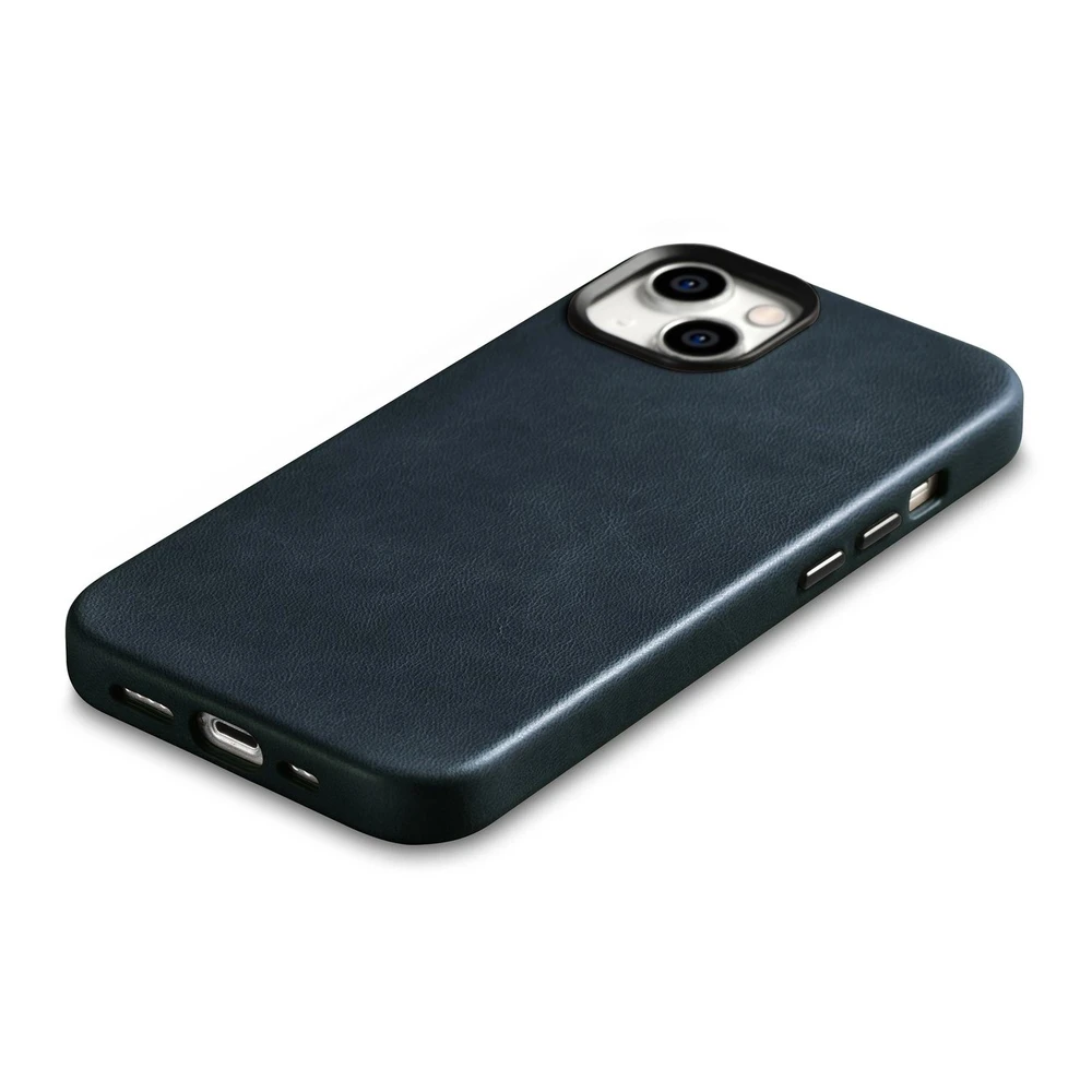 iCarer Oil Wax Premium Leather Apple iPhone 14 Plus Magnetic Leather with MagSafe dėklas telefonui mėlynos spalvos (WMI14220703-BU)