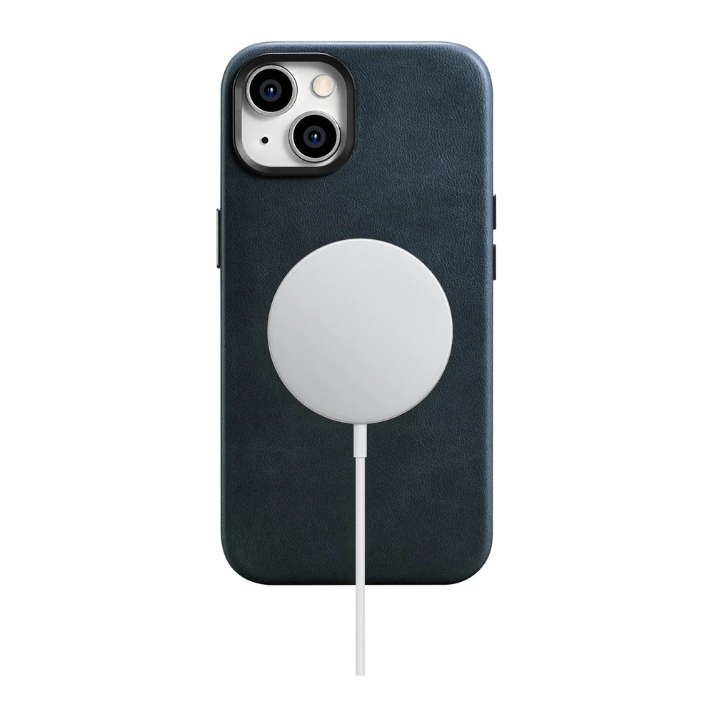 iCarer Oil Wax Premium Leather Apple iPhone 14 Plus Magnetic Leather with MagSafe dėklas telefonui mėlynos spalvos (WMI14220703-BU)