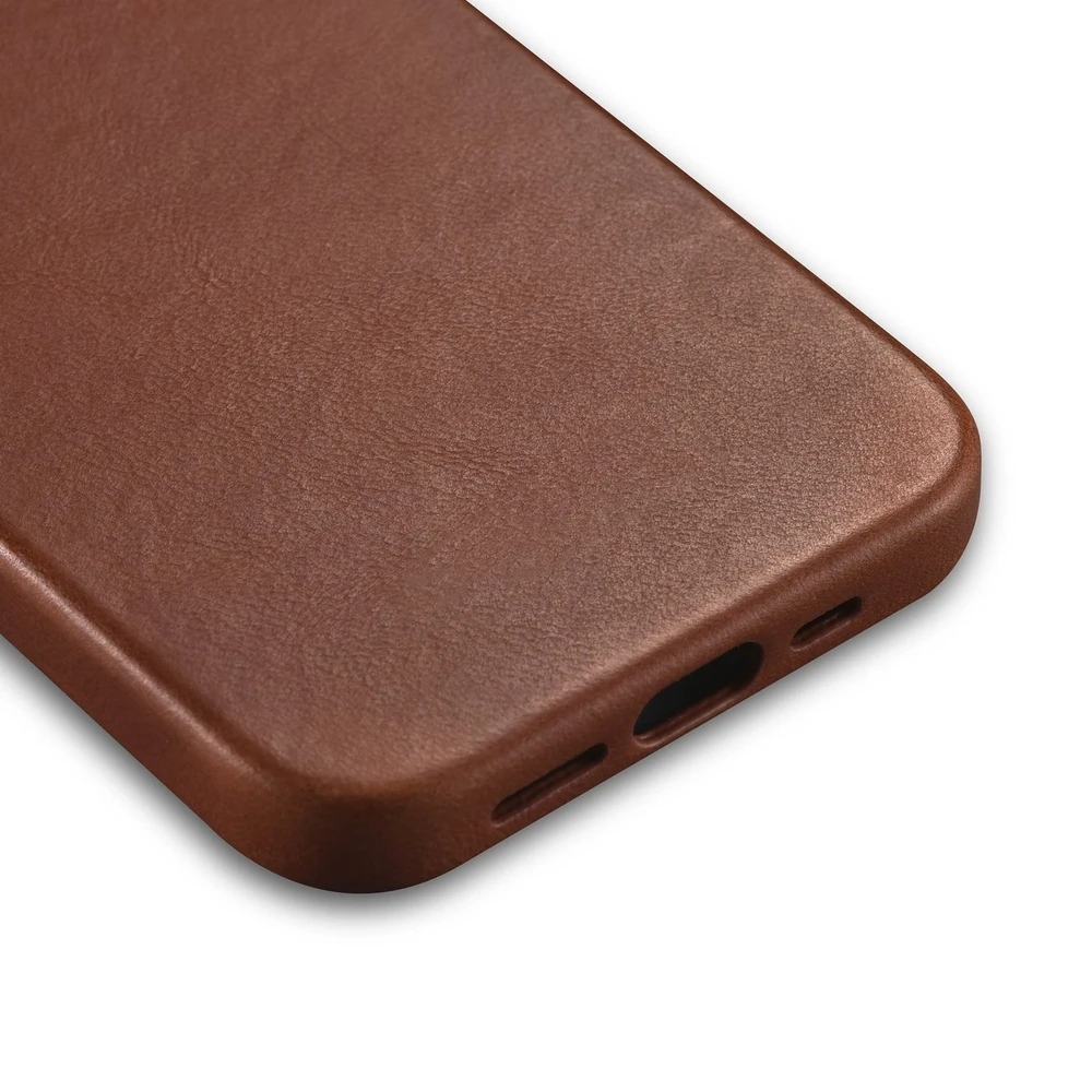 iCarer Oil Wax Premium Leather Apple iPhone 14 Plus Magnetic Leather with MagSafe dėklas telefonui rudos spalvos (WMI14220703-RB)