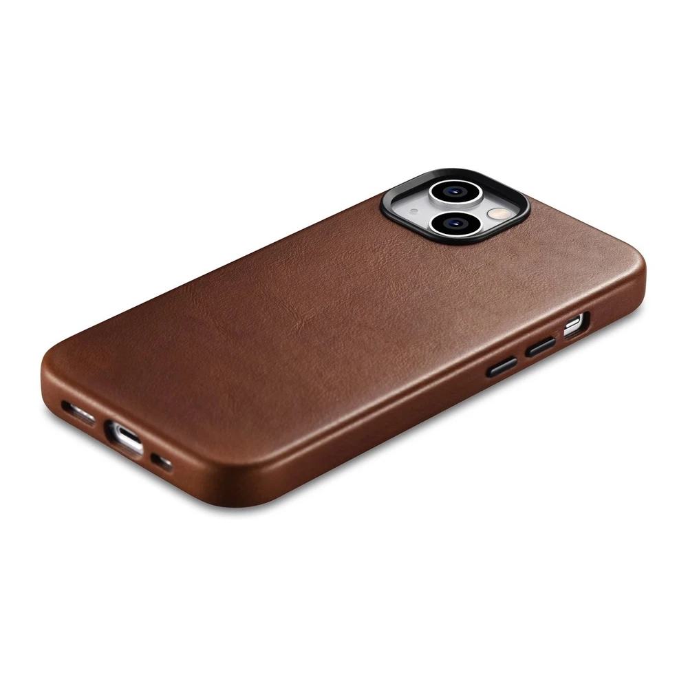iCarer Oil Wax Premium Leather Apple iPhone 14 Plus Magnetic Leather with MagSafe dėklas telefonui rudos spalvos (WMI14220703-RB)