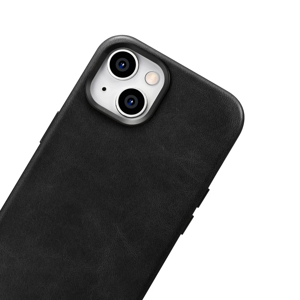 iCarer Oil Wax Premium Leather Apple iPhone 14 Plus Magnetic Leather with MagSafe dėklas telefonui juodos spalvos (WMI14220703-BK)