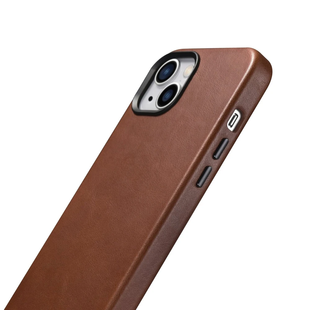 iCarer Oil Wax Premium Leather Apple iPhone 14 Plus Magnetic Leather with MagSafe dėklas telefonui rudos spalvos (WMI14220703-RB)