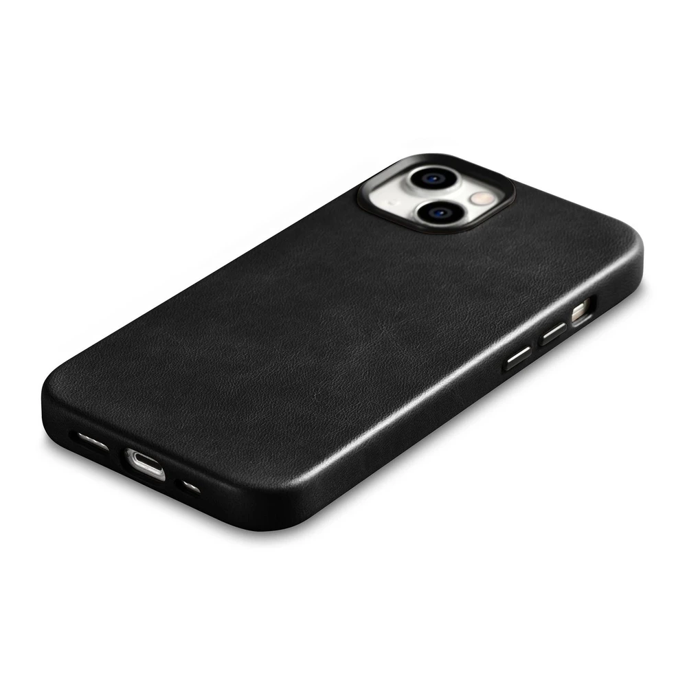 iCarer Oil Wax Premium Leather Apple iPhone 14 Plus Magnetic Leather with MagSafe dėklas telefonui juodos spalvos (WMI14220703-BK)