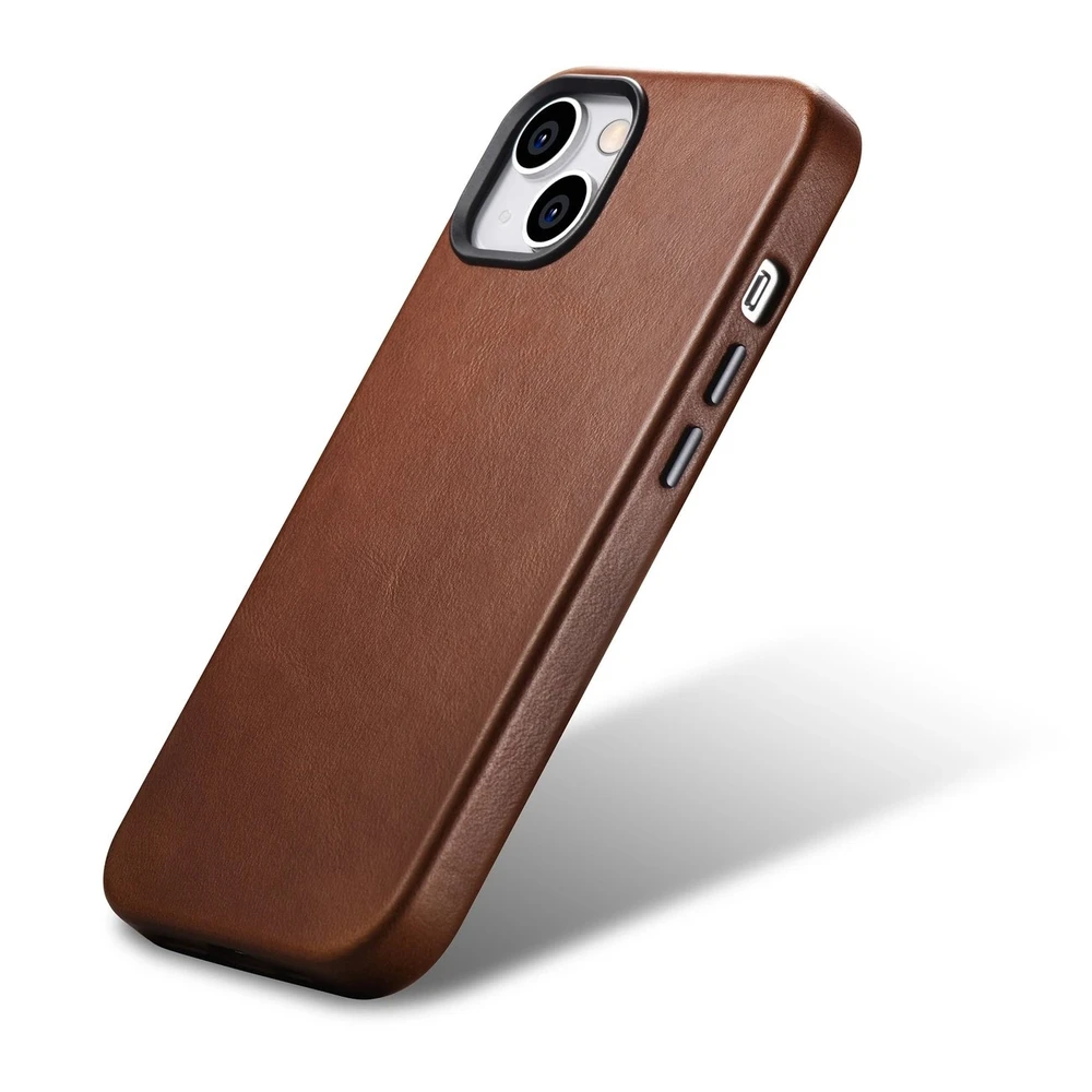 iCarer Oil Wax Premium Leather Apple iPhone 14 Plus Magnetic Leather with MagSafe dėklas telefonui rudos spalvos (WMI14220703-RB)