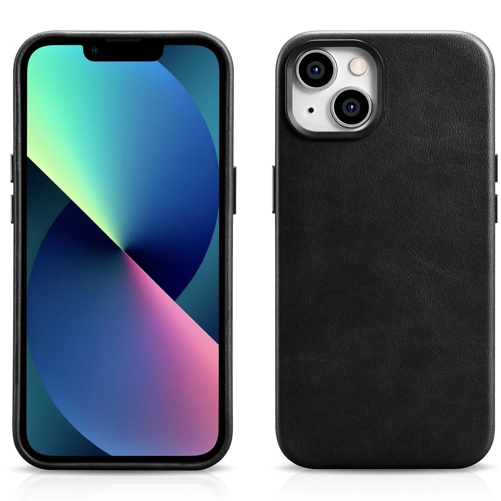 iCarer Oil Wax Premium Leather Apple iPhone 14 Plus Magnetic Leather with MagSafe dėklas telefonui juodos spalvos (WMI14220703-BK)