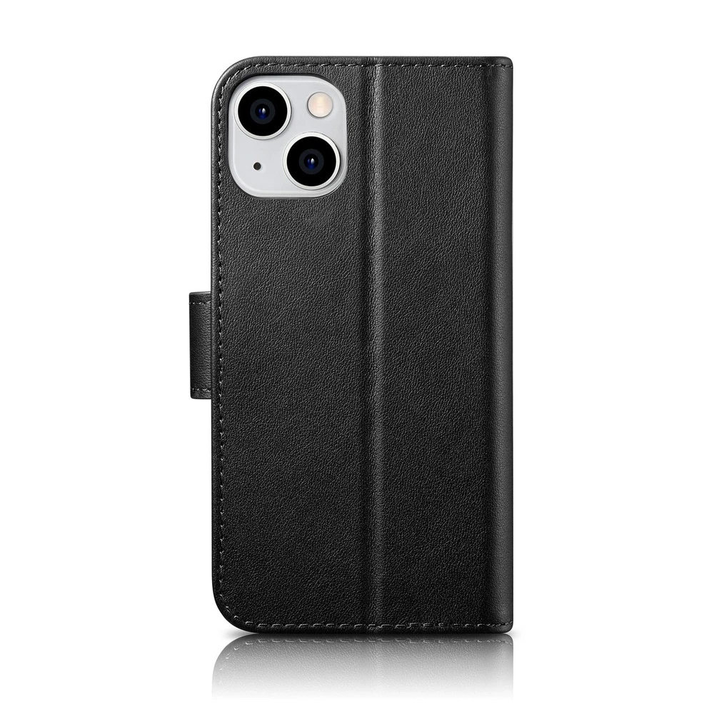 iCarer Wallet 2in1 Apple iPhone 14 Plus Anti-RFID Leather atverčiamas dėklas telefonui juodos spalvos (WMI14220727-BK)