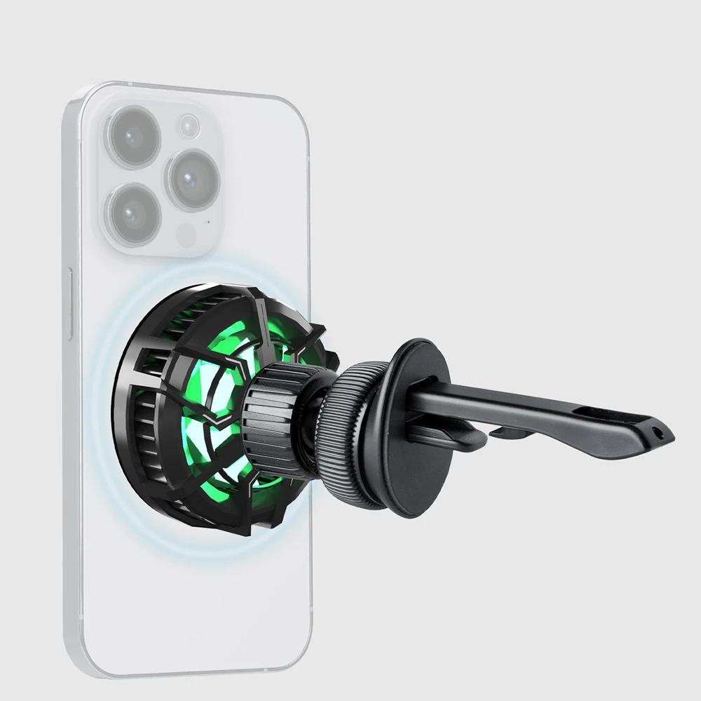 Telefono lakiklis su belaidžiu įkrovimu SBS TESUPFANWIR15W 15W for air vent, with cooling - juodas