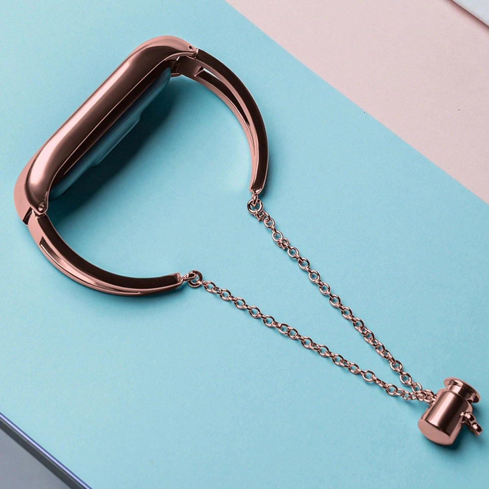 Hurtel Išmaniosios apyrankės Xiaomi Mi 2/3/4/5/6 metalinis dirželis, Rožinės spalvos