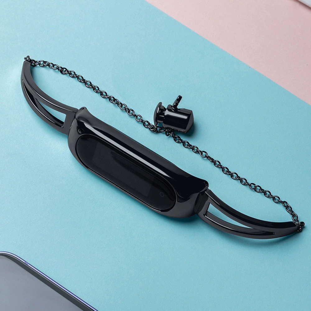 Hurtel Išmaniosios apyrankės Xiaomi Mi 3/4/5/6 metalinis dirželis, Juodos spalvos