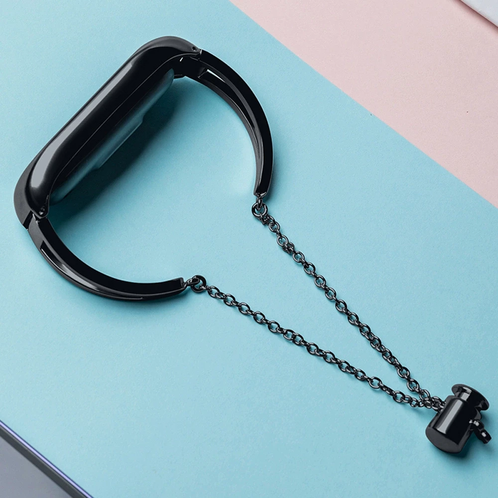Hurtel Išmaniosios apyrankės Xiaomi Mi 3/4/5/6 metalinis dirželis, Juodos spalvos