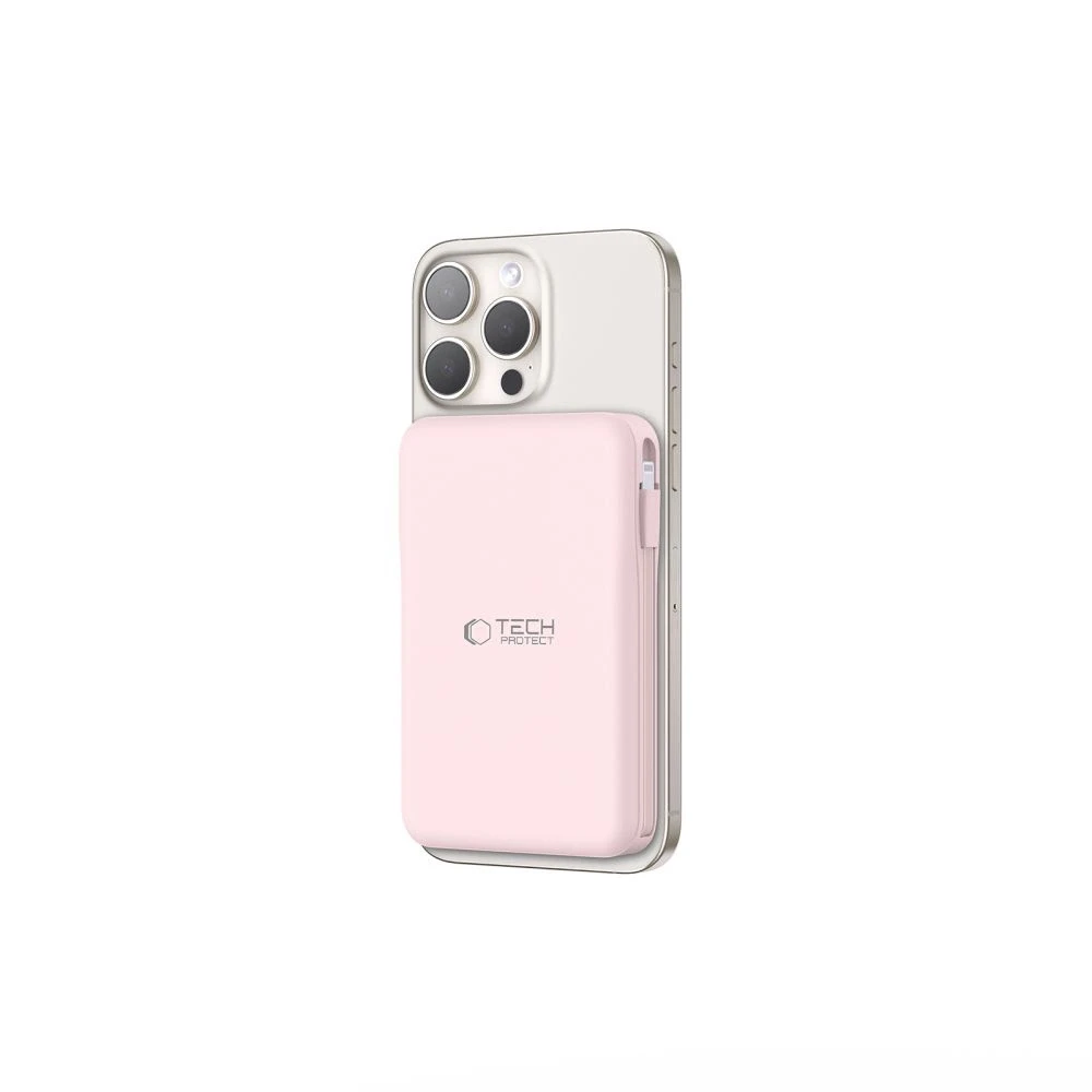 Išorinė baterija „Tech-Protect PB31 LifeMag MagSafe 10000 mAh“ – rožinė