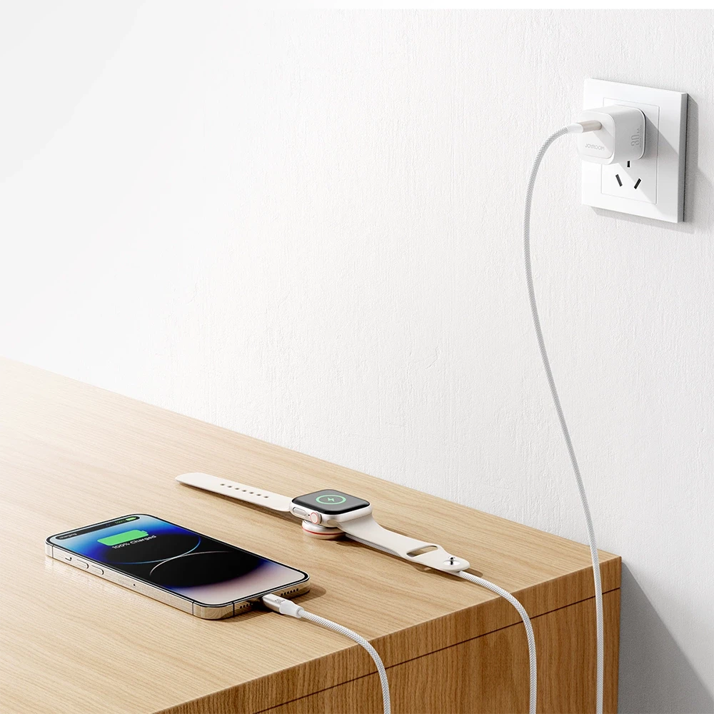 Greito įkrovimo magnetinis įkroviklis 2 viename Joyroom S-IW012 30W 1.5 m (baltas)
