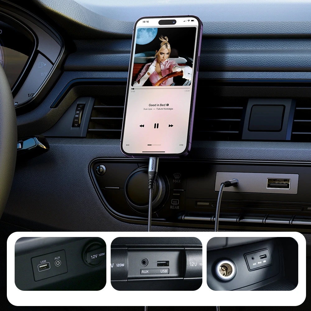 Audio kabelis Joyroom SY-A06 Lightning to 3,5mm 1.2m juodas