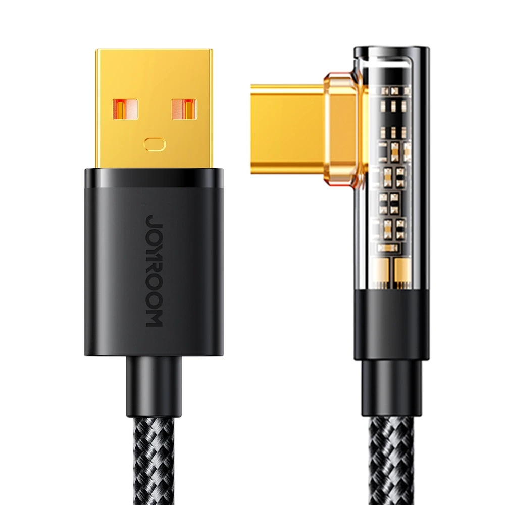 Kampinis kabelis prie USB-A / Type-C / 3A / 1.2 m Joyroom S-UC027A6 (juodas)