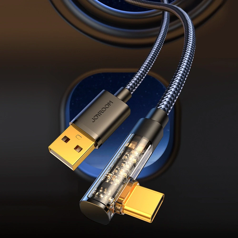 Kampinis kabelis prie USB-A / Type-C / 3A / 1.2 m Joyroom S-UC027A6 (juodas)