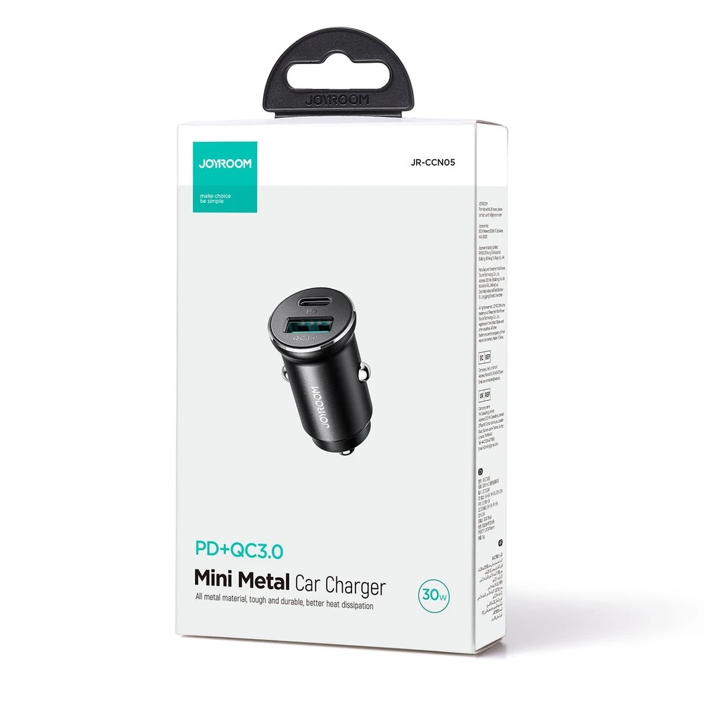 Automobilinis įkroviklis Joyroom JR-CCN05 USB-C/USB-A 30W juodas