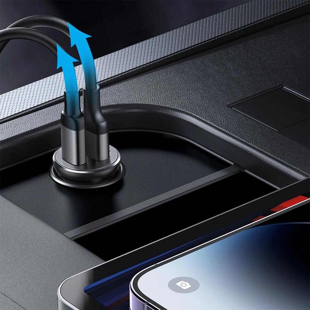 Automobilinis įkroviklis Joyroom JR-CCN05 USB-C/USB-A 30W juodas