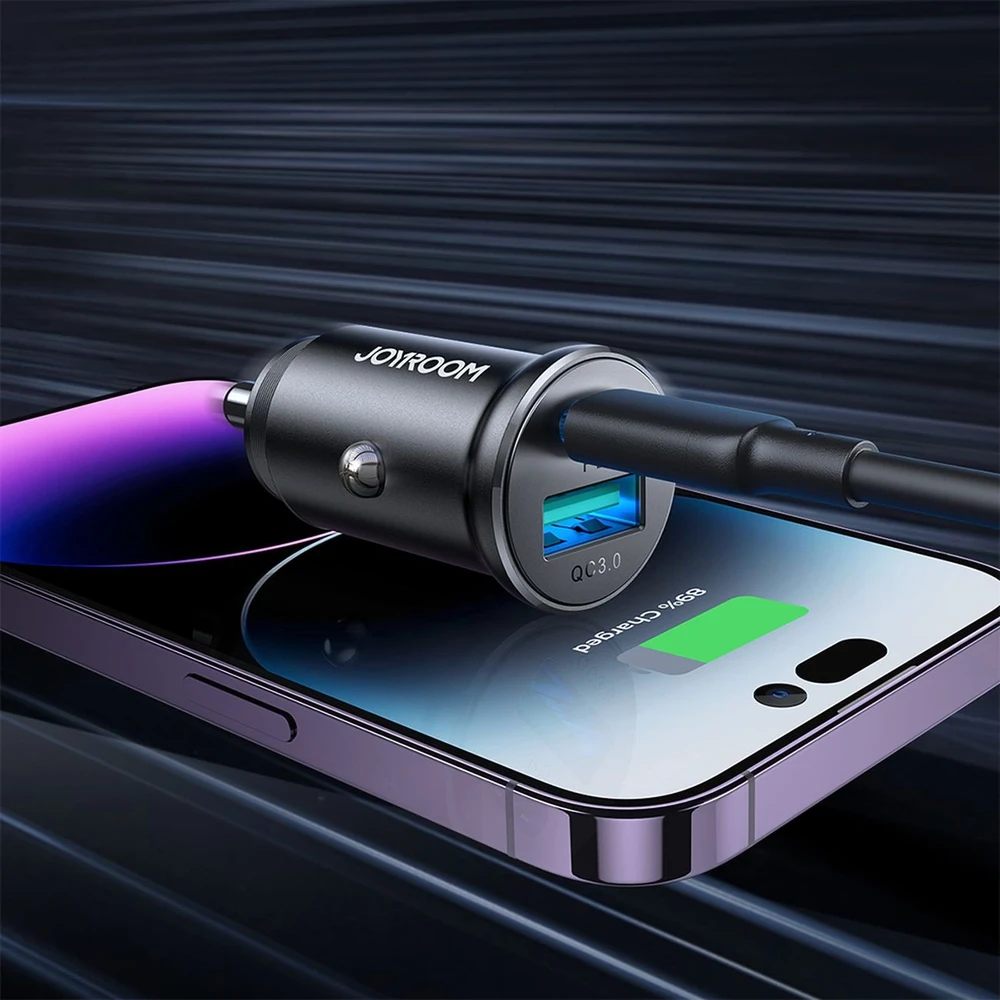 Automobilinis įkroviklis Joyroom JR-CCN05 USB-C/USB-A 30W juodas