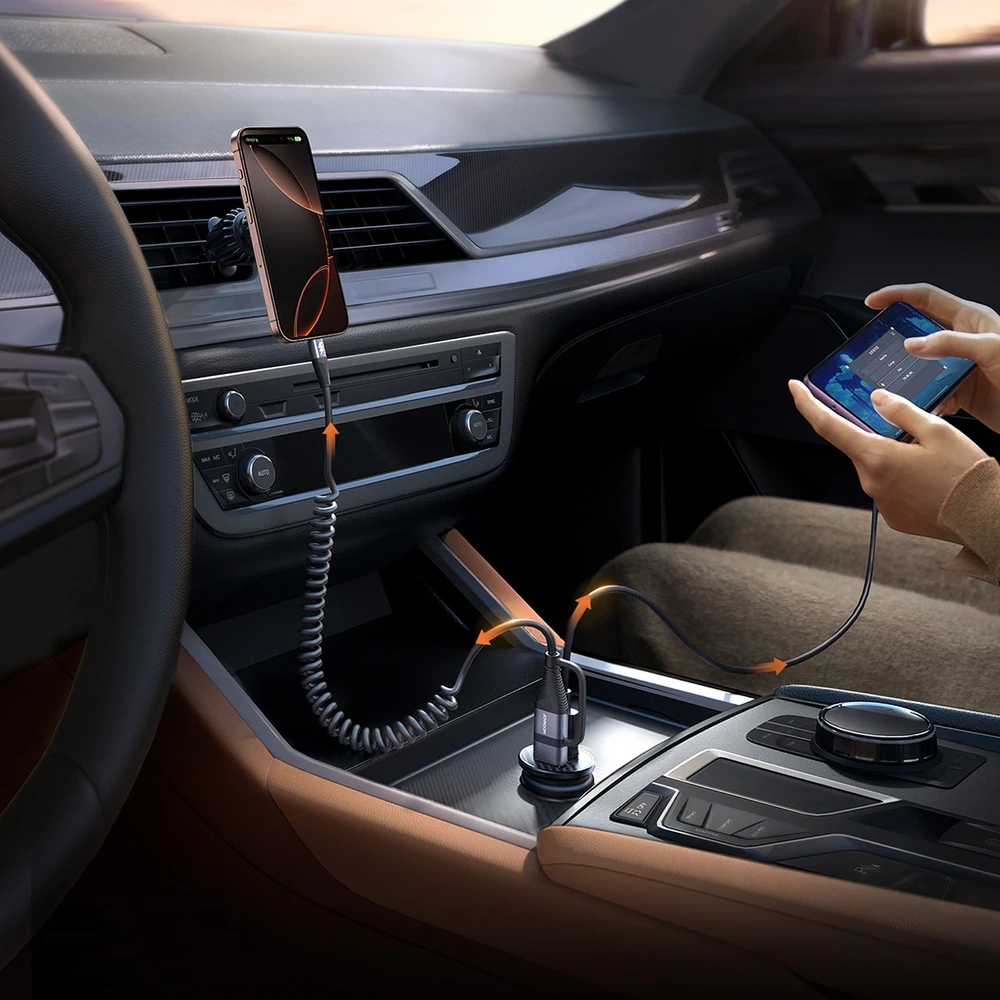Automobilinis įkroviklis Joyroom JR-CCN16 USB-A/USB-C 15W juodas