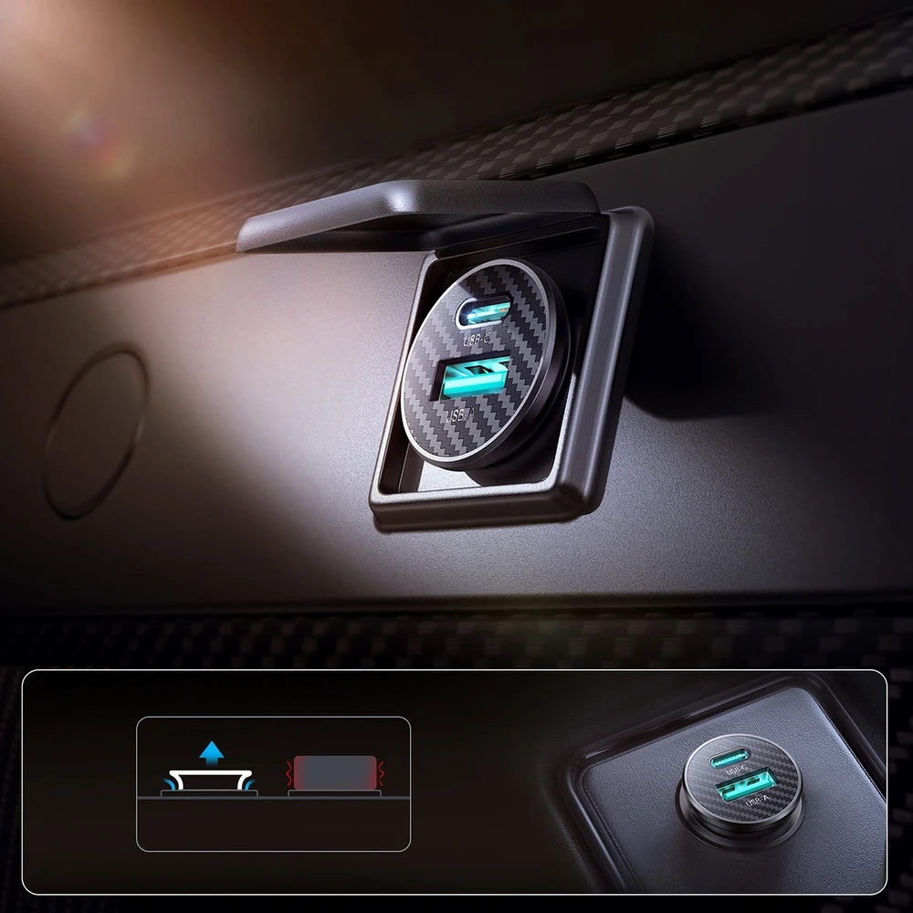 Automobilinis įkroviklis Joyroom JR-CCN16 USB-A/USB-C 15W juodas