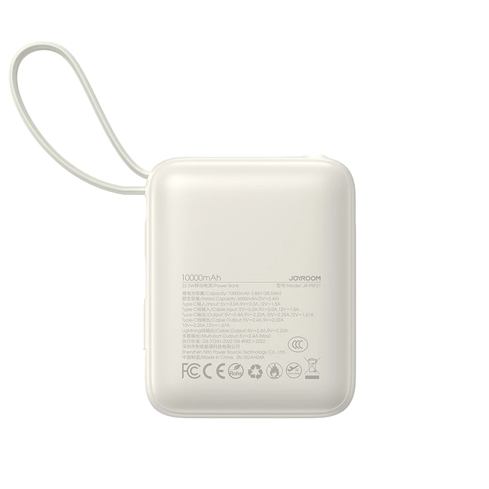 Išorinė baterija Power Bank Joyroom JR-PBF27 22.5W Mini 10000mAh balta