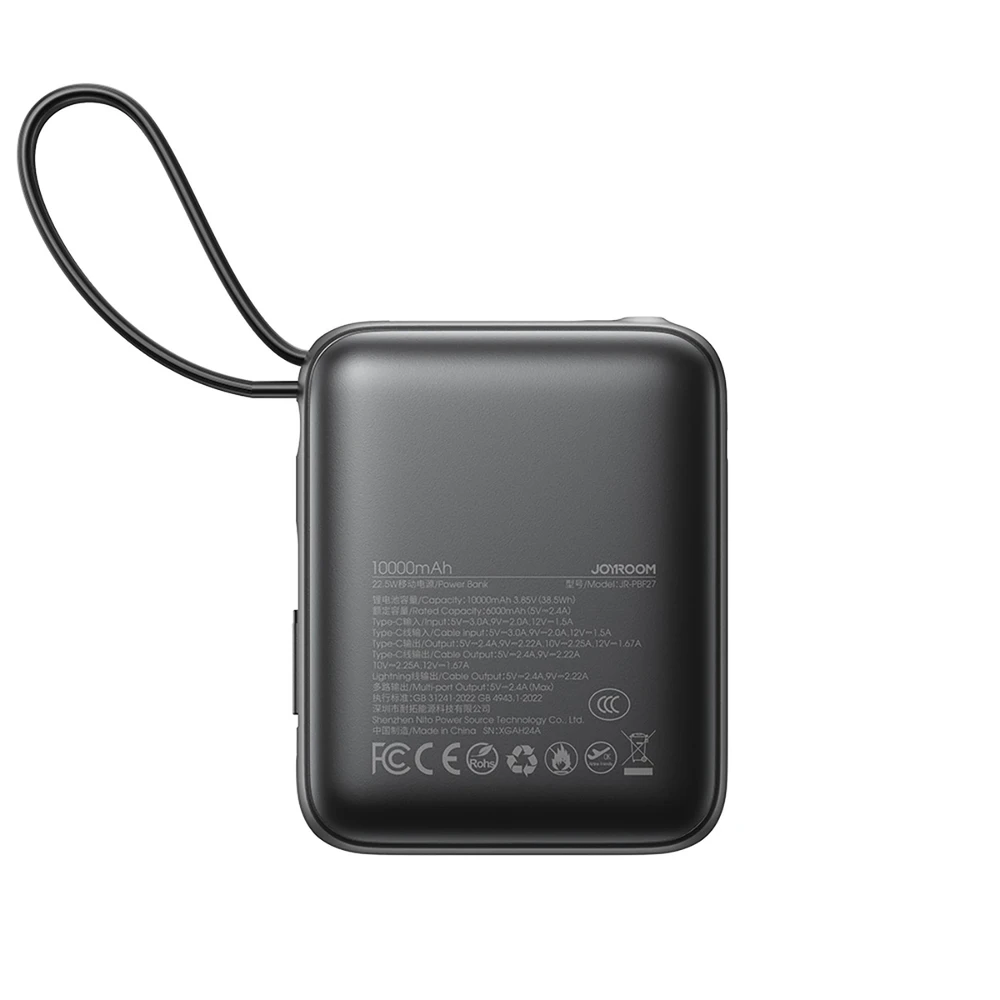 Išorinė baterija Power Bank Joyroom JR-PBF27 22.5W Mini 10000mAh juoda