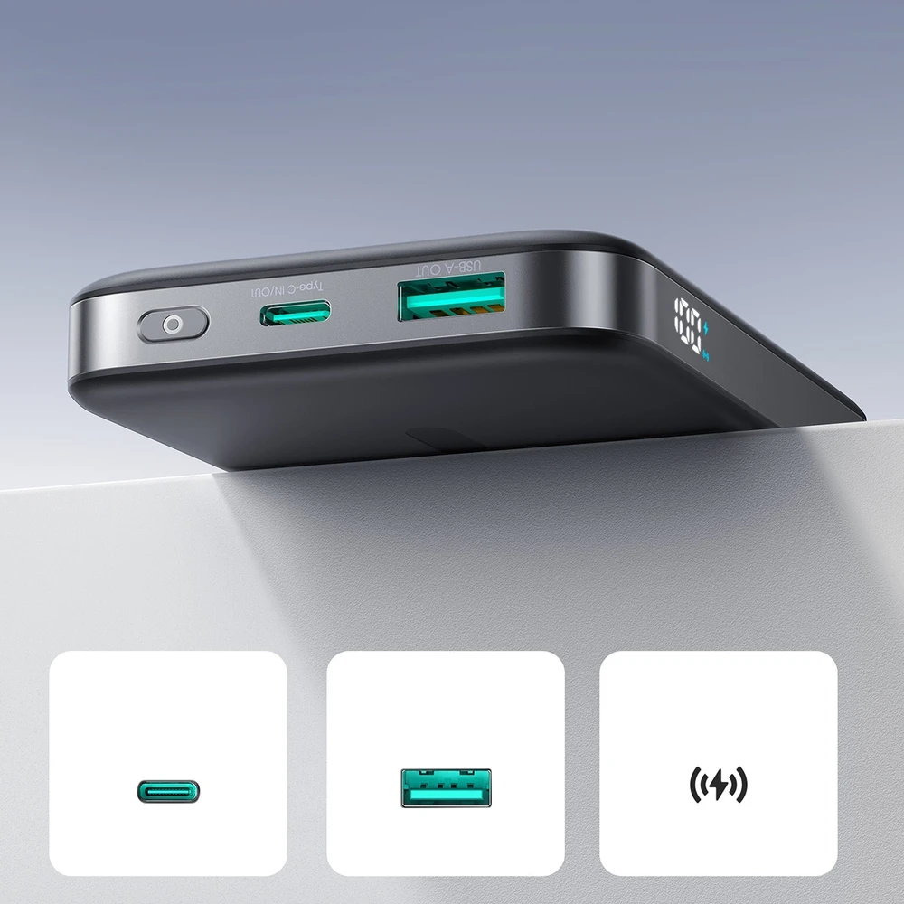 Išorinė baterija Power Bank Joyroom JR-PBM12 22.5W Magnetic Wireless 10000mAh juoda
