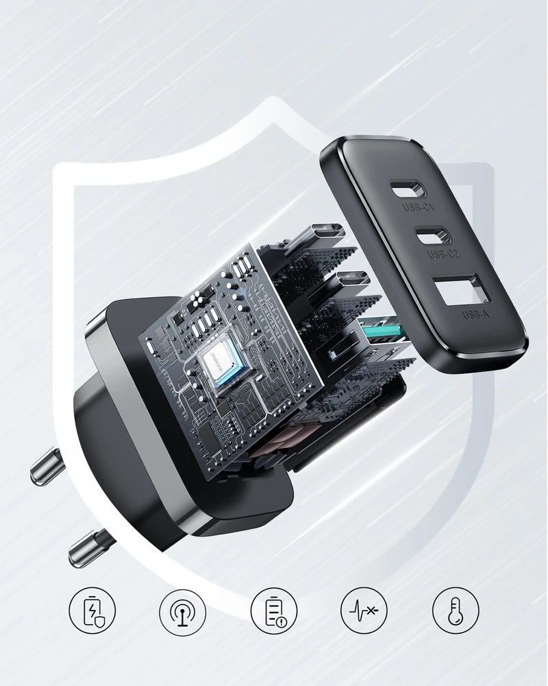 Įkroviklis Joyroom JR-TCF10 32W 2xUSB-C/USB-A juodas