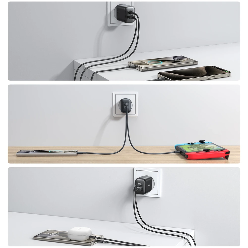 Įkroviklis Joyroom JR-TCF13 25W USB-C/USB-A juodas