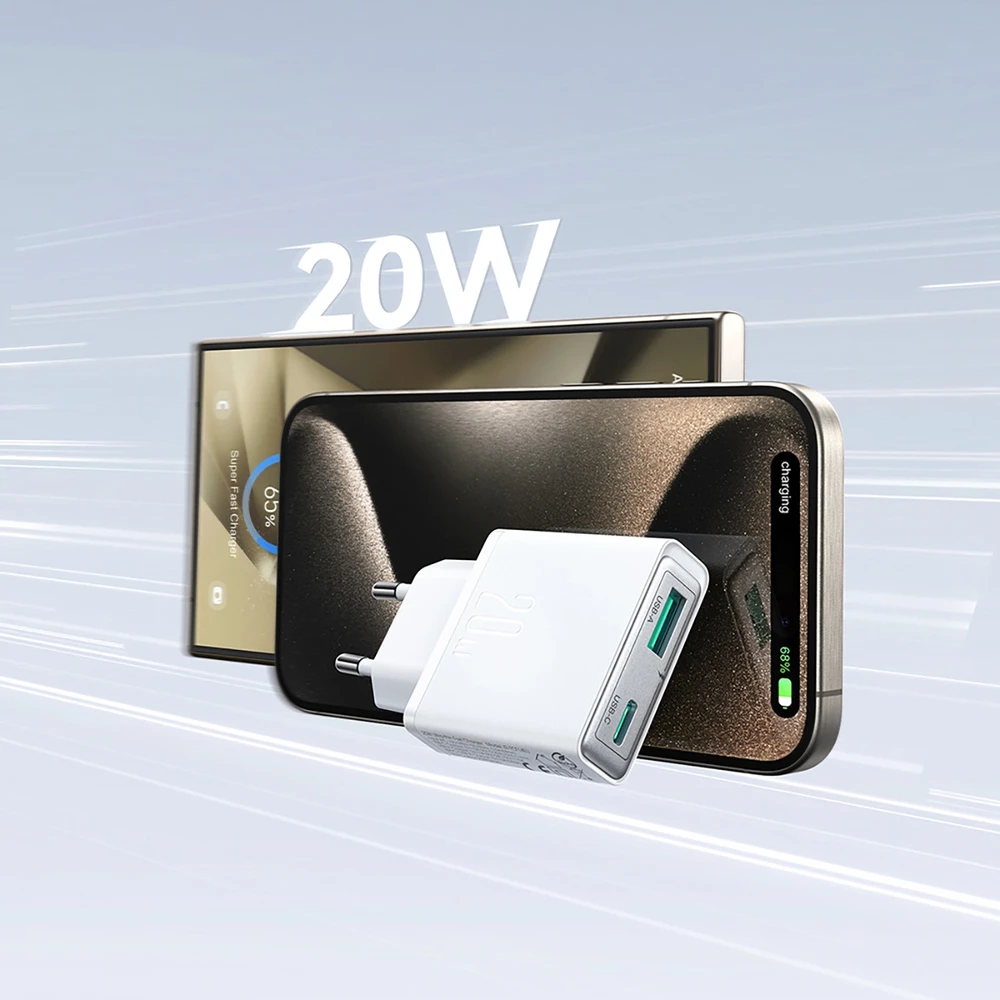 Įkroviklis Joyroom Super Slim (TCF14) (1xUSB-C;1xUSB 3A 20W) baltas