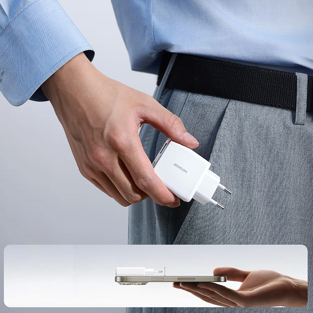 Įkroviklis Joyroom Super Slim (TCF14) (1xUSB-C;1xUSB 3A 20W) baltas