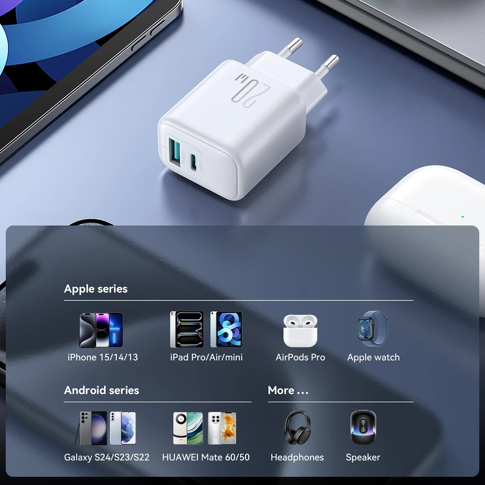 Įkroviklis Joyroom JR-TCF21 20W USB-C/USB-A baltas