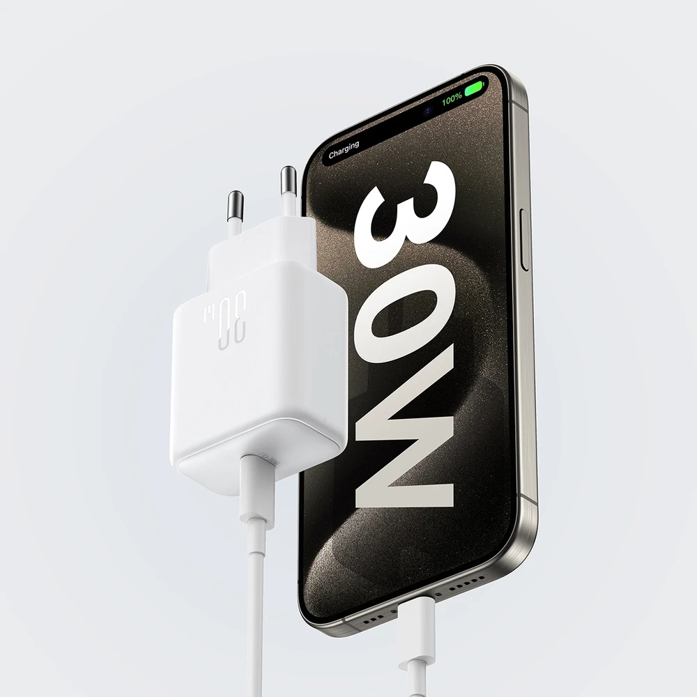 Įkroviklis Joyroom JR-TCF24 30W USB-C + USB-C į USB-C laidas 1,0m baltas