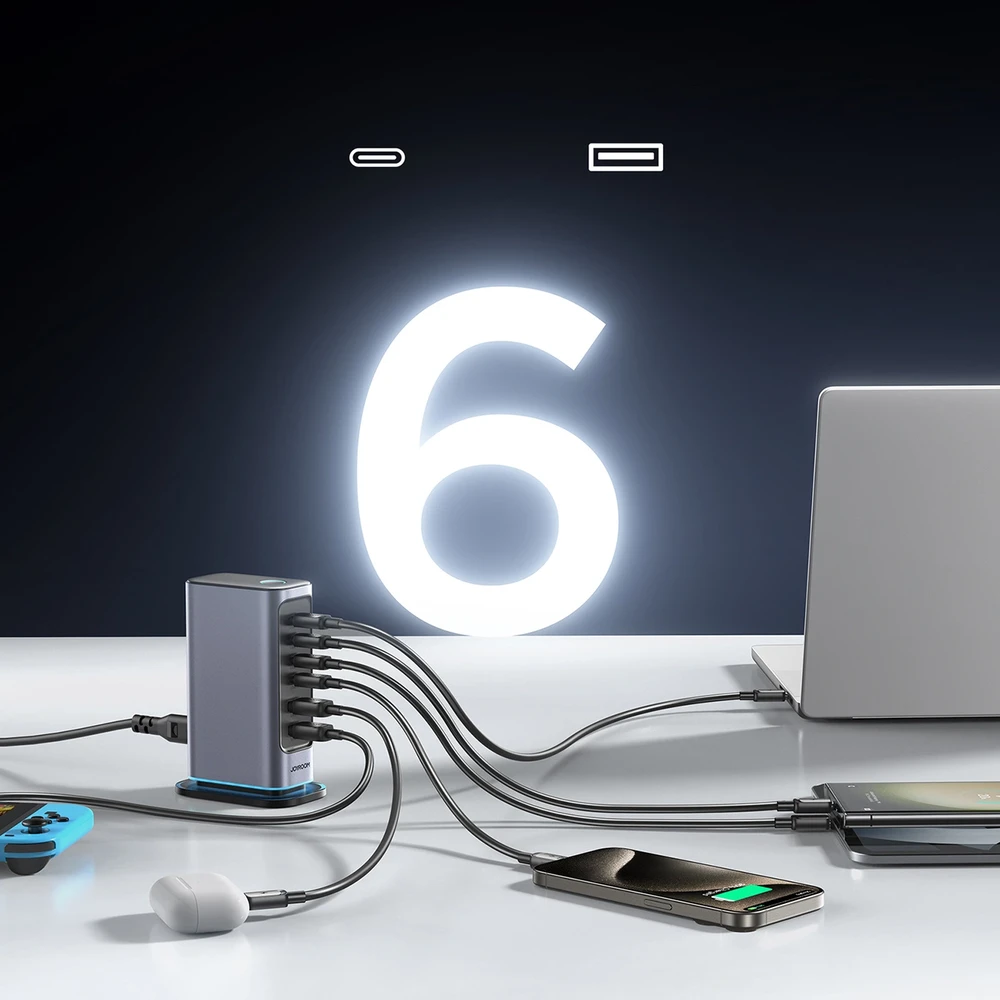 Įkroviklis Joyroom (JR-TCM02) (4xUSB-C; 2xUSB; 65W) juodas