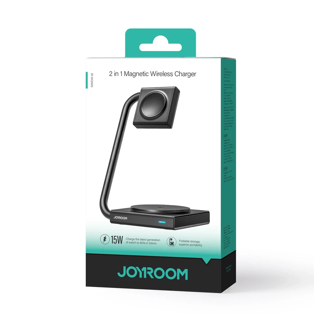 2 viename magnetinis belaidis įkroviklis Joyroom JR-WQN05 15W (juodas)
