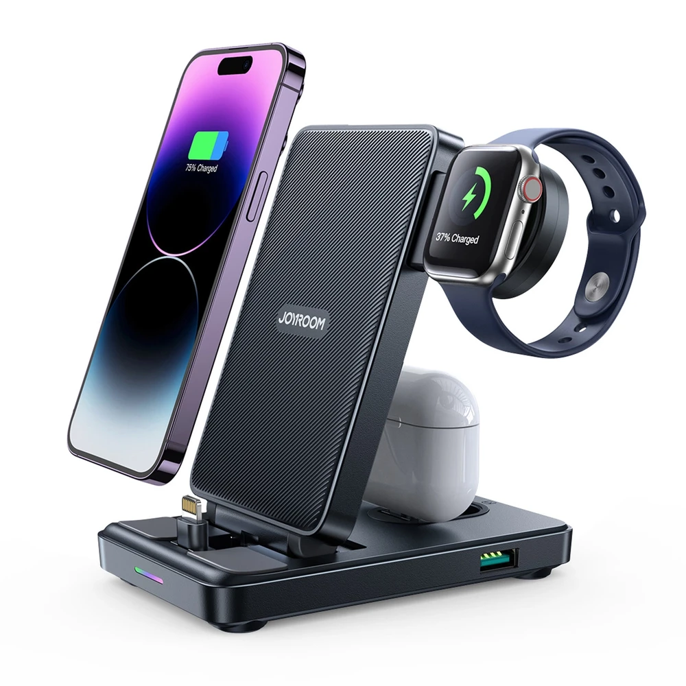 Įkroviklis belaidis Joyroom JR-WQS02 4-in-1 for iPhone AirPods Apple Watch juodas