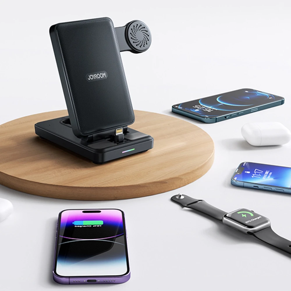 Įkroviklis belaidis Joyroom JR-WQS02 4-in-1 for iPhone AirPods Apple Watch juodas