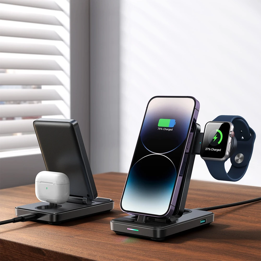 Įkroviklis belaidis Joyroom JR-WQS02 4-in-1 for iPhone AirPods Apple Watch juodas