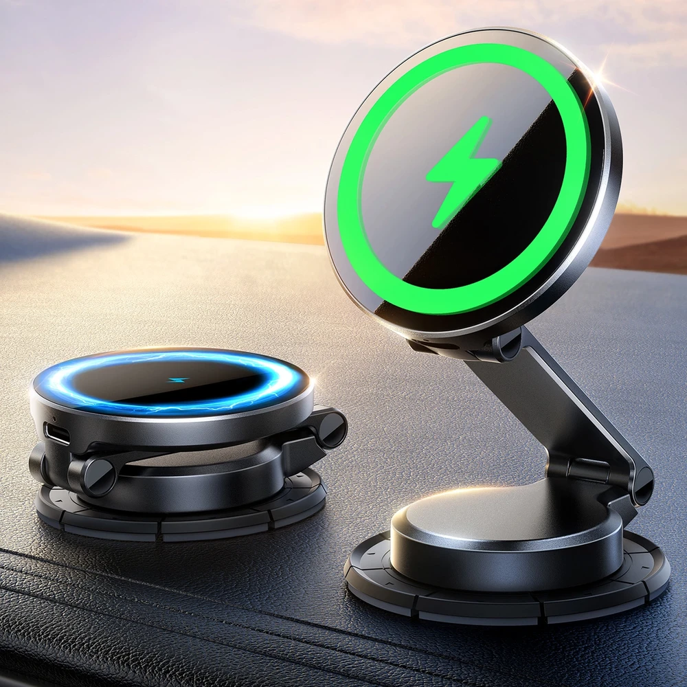 Joyroom JR-ZS408 magnetinis laikiklis su 15 W indukciniu įkrovikliu automobilio kabinai – juodas