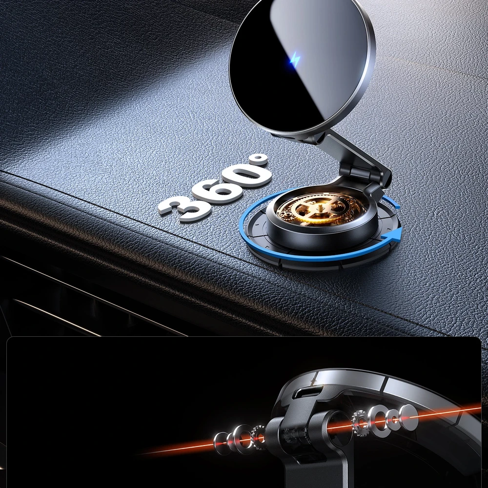 Joyroom JR-ZS408 magnetinis laikiklis su 15 W indukciniu įkrovikliu automobilio kabinai – juodas