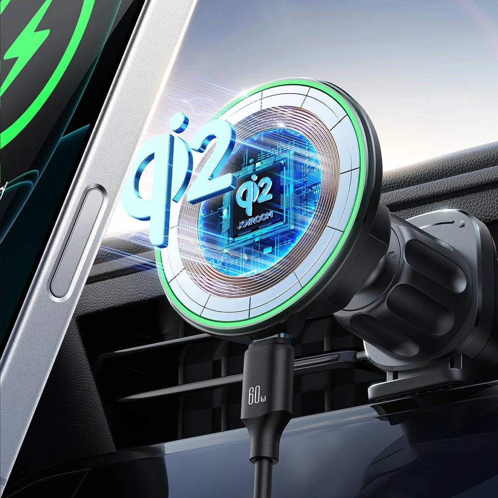 Magnetinis belaidžio automobilinio įkroviklio laikiklis Joyroom JR-ZS412 juodos spalvos