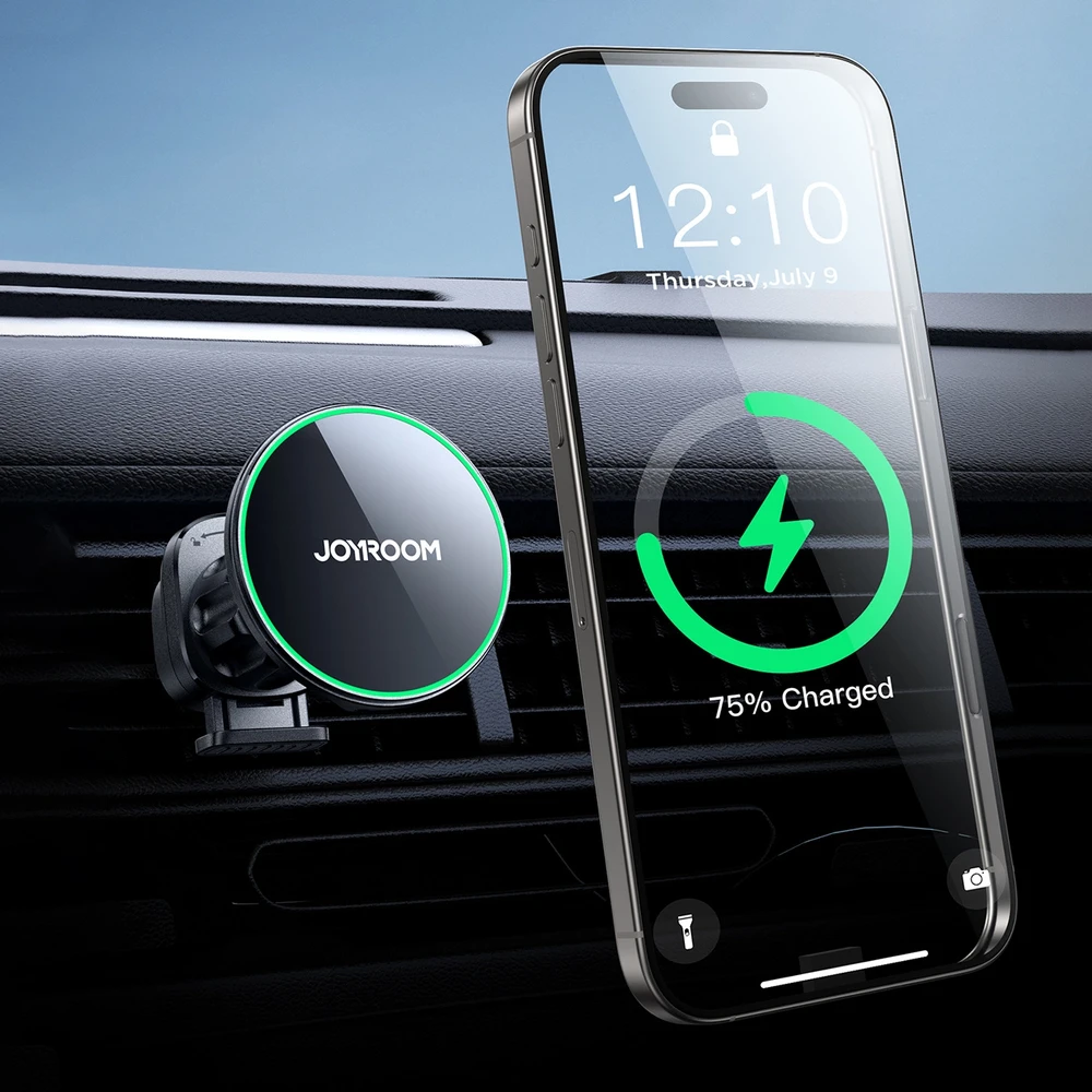 Magnetinis belaidžio automobilinio įkroviklio laikiklis Joyroom JR-ZS412 juodos spalvos