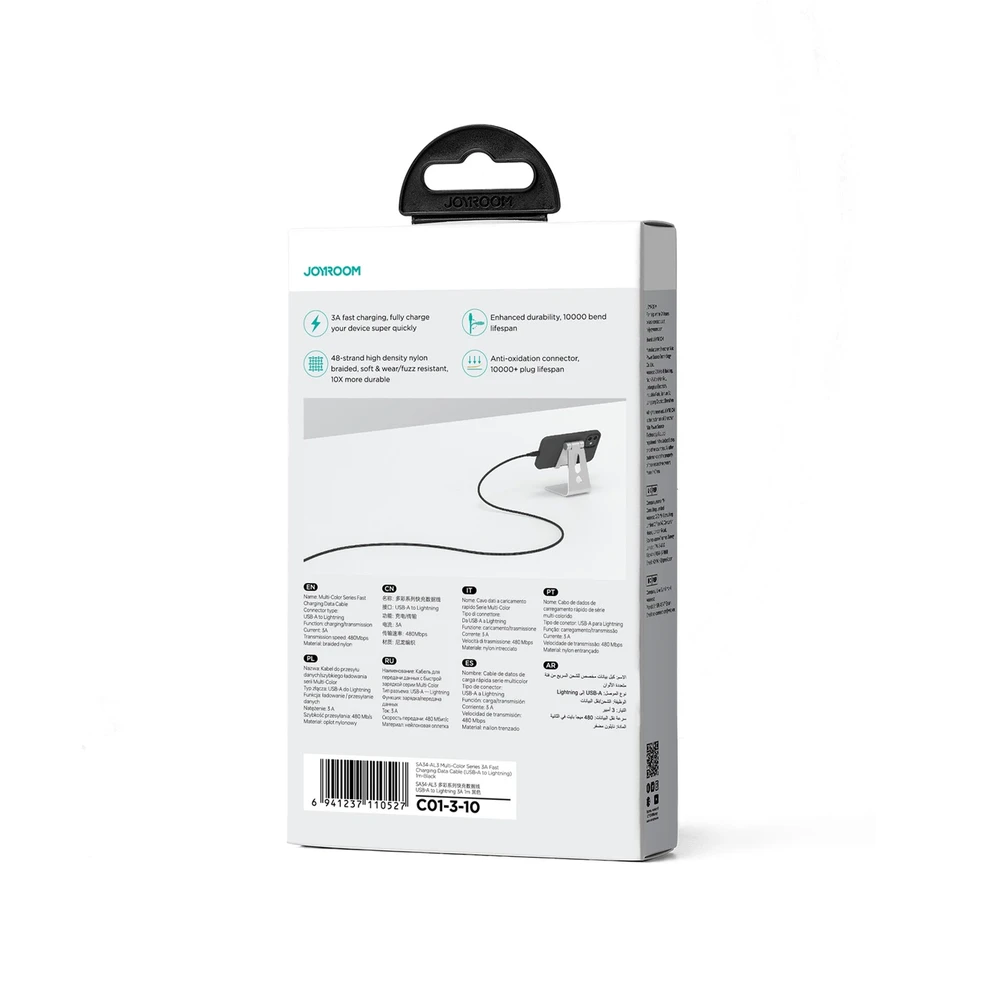 USB kabelis Joyroom (S-A34) lightning (3A) 1m juodas