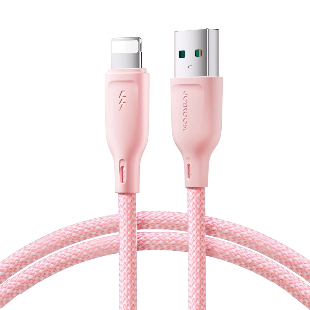 USB kabelis Joyroom (S-A34) lightning (3A) 1m rožinis