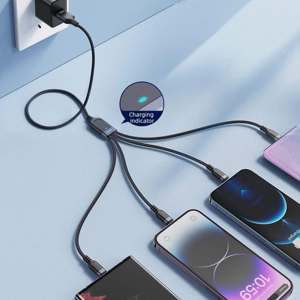 USB duomenų kabelis Joyroom S-1T4018A18 4in1 USB-C / Lightning / 3.5A /1.2m (juodas)