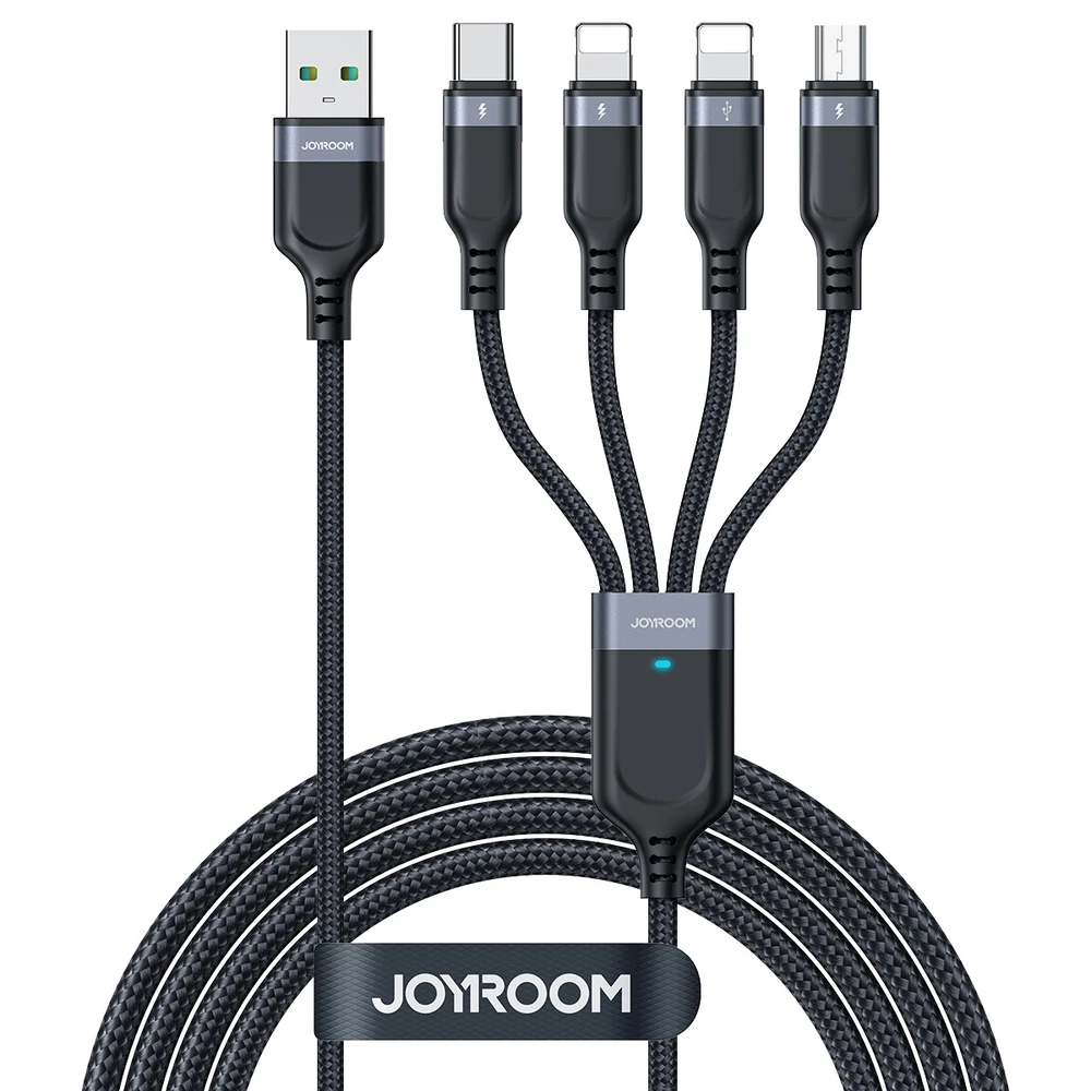 USB duomenų kabelis Joyroom S-1T4018A18 4in1 USB-C / Lightning / 3.5A /1.2m (juodas)